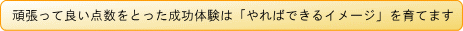 頑張って良い点数をとった成功体験は「やればできるイメージ」を育てます